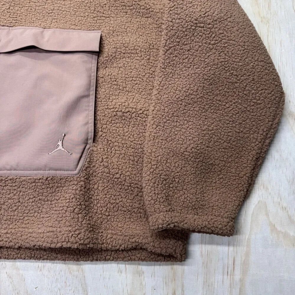 NEW Air Jordan Flight Sherpa 1/2 Zip Pullover Hoodie Mens 2XL Brown FV7452-223